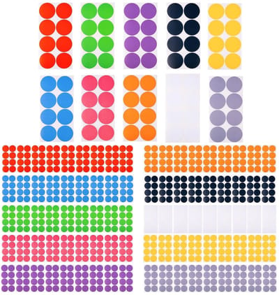 Dailygoods- Etiketten 800 stuks - Zelfklevende stickers - Ronde zegelstickers - Beschrijfbare markeerstickers - 5 cm - Kleurrijk assortiment - Label