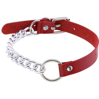 Gotische Punk Pu Leer Cirkel Ketting, Punk Nekband, Nekketting, Halsband Ketting Voor Vrouwen, Valentijnsdag Cadeau brown