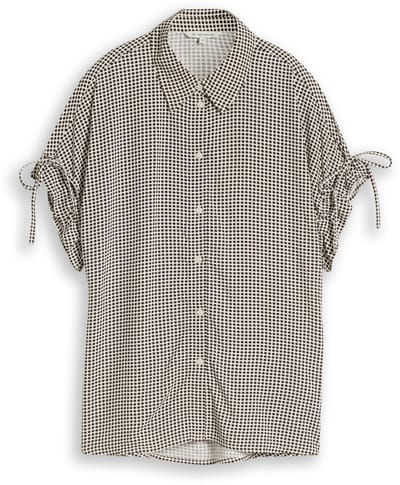 Tom Tailor - Losvallende blouse met strikken - Maat 38 - small brown dot print
