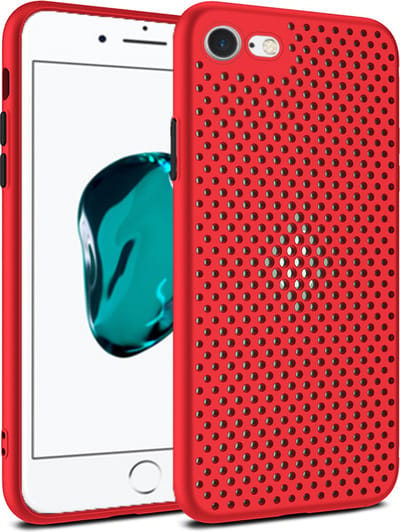 Smartphonica iPhone 6/6s siliconen hoesje met gaatjes - Rood geschikt voor iPhone 6/6s