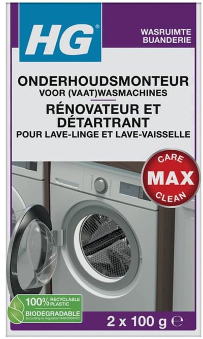HG onderhoudsmonteur - 2 x 100 ml - verhelpt en voorkomt storingen - voor een langere levensduur van de vaatwasser en wasmachine - biologisch afbreekbaar