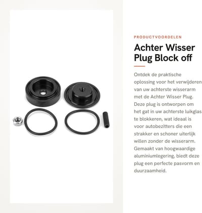 Dailygoods- Wisserplug Exacte Pasvorm - Achter Wisser Blokkeerplug - Aluminiumlegering - O-ring Afdichtingsring - Duurzaam - Eenvoudige Installatie - Afsluitplug