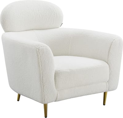 Orleans Teddystof Loungestoel - Wit