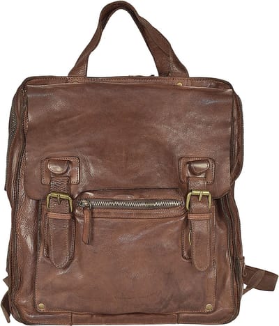 HAROLD'S Leren Vrije tijd rugzak Rugzak Submarine Backpack Brown Donkerbruin