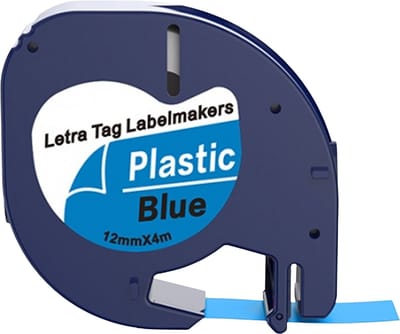Boxstuff - Dymo LetraTag 91205 - S0721650 - Label Tape - Zwart op Blauw Plastic - 12 mm x 4 m - 1 Stuks