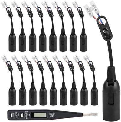 Lampenset met 20 E14 Fittingen, Kabel en Spanningstester voor Plantenverlichting, Kantoor en Aquarium Verlichting
