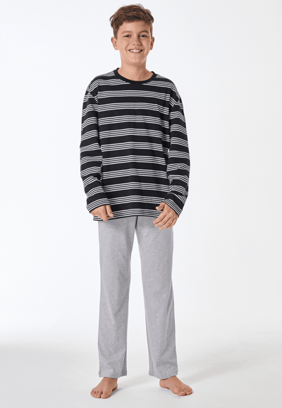 Lange pyjama met streepjes, zwart - Teens Nightwear 140