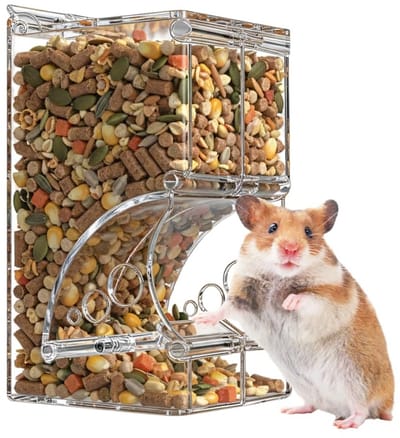 Dailygoods- Hamstervoederbak 300/400 ml - Transparante Voederbak - Scharnierend Deksel - Voor Hamsters/Ratten - Gemakkelijk Bijvullen - Hoogwaardige Acryl