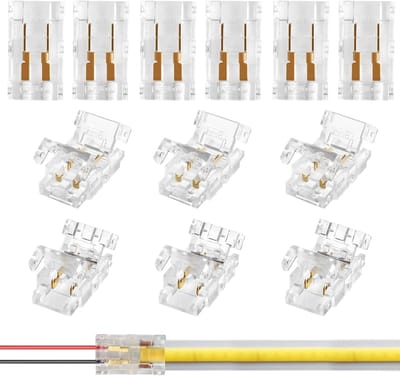 Mini COB LED connectoren 2 Pin 8mm plug zonder solderen voor COB LED kabels en strips 12V 24V - 12 stuks voor eenvoudige verbindingen