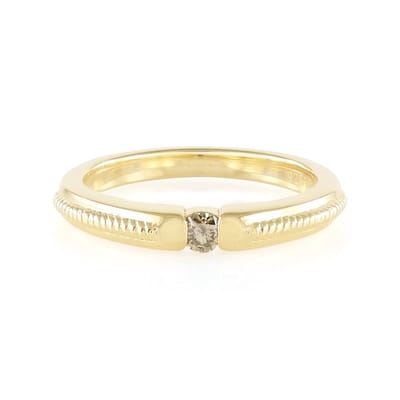 Cavill - Zilveren Ring 925 Sterling Zilver Verguld - I2 Bruine Diamant 0,09 ct Ronde Briljant - Unisex Luxe Chocoladediamant Ring