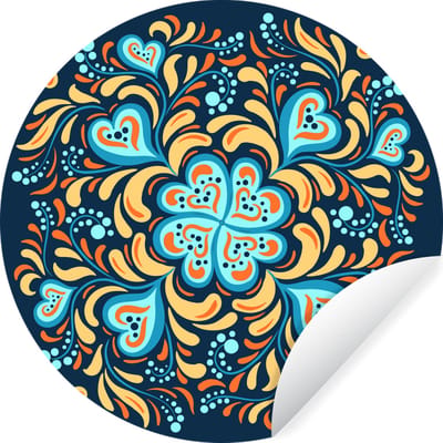 WallCircle® - Behangcirkel 140x140 cm - Muurstickers Klavertje vier - Hart - Patronen - Muurcirkel woonkamer - Wandcirkel slaapkamer - Kamer decoratie zelfklevend - Muurdecoratie accessoires