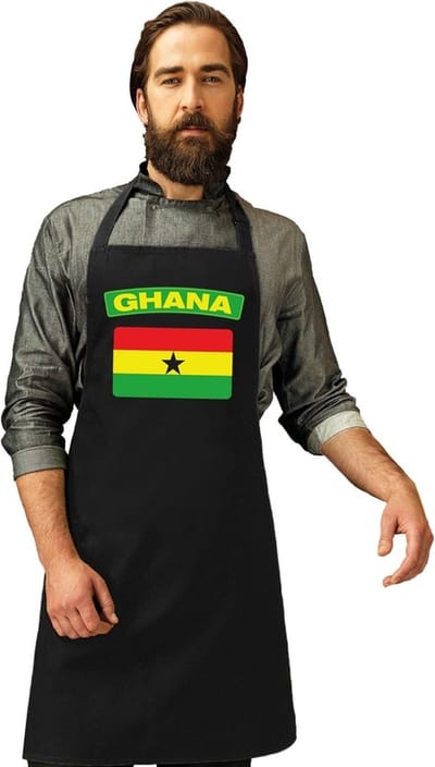 Keukenschort - Barbecueschort - I Love Ghana vlag - zwart - heren en dames - Landen supporters - Gerechten - Avond