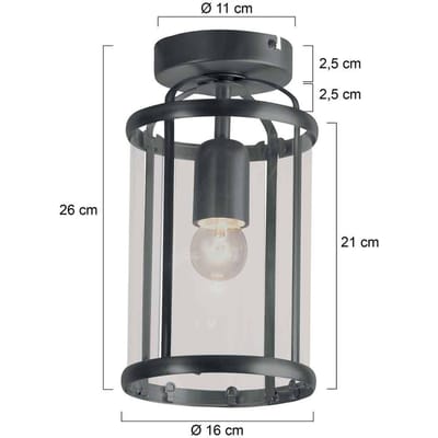 Plafonnieres Pimpernel 5973ZW Zwart Ø16 cm Elektronica, Glas, Metaal Steinhauer binnen Klassiek