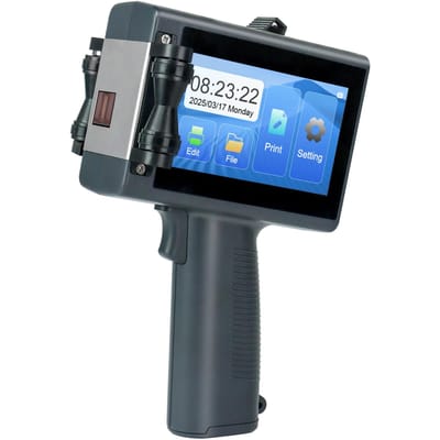 Imprimante Jet d'Encre Portable Imprimante d'Étiquettes Portable avec Écran Tactile 4,3 Pouces Impression HD 600dpi 2 12,7mm Support Logo UK Version black