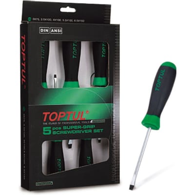 Set sleufschroevendraaiers TOPTUL 5 stuks 3.0x75 3.5x100 4.0x100 5.5x100 6.5x150