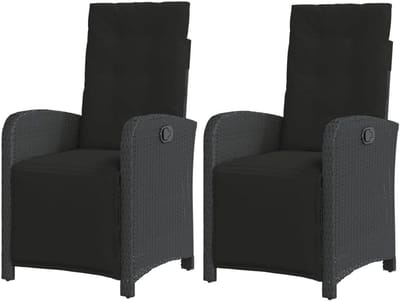 Verstelbare Tuinstoelen - Loungestoelen Buiten - Ontspannen in de tuin - Afneembare kussens - 2 stuks - Zwart