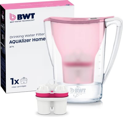 BWT Waterfilterkan AQUAlizer Home + 1 Magnesium Waterfilter | Verwijdert kalk, chloor, lood & koper | 120 L per cartridge | Handmatige vervangingsindicator | BPA‑vrij | Past in koelkastdeur | Geschikt voor thee, koffie & koken