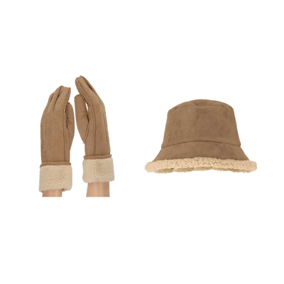 Morethansocks - Handschoenen en Bucket hat - Suède - Bucket hat dames - Handschoenen dames