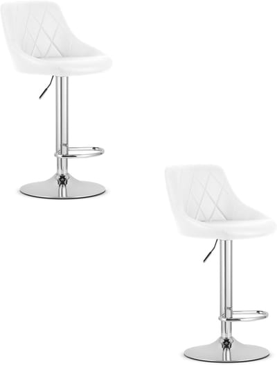 KAST kruk - wit eco-leer/chroom onderstel x 2