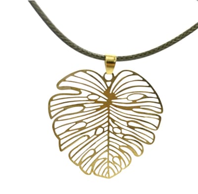 Ketting -goudkleurig boomblad -groen - Charme Bijoux
