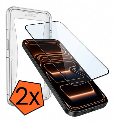 Screenprotector - 2 Stuks - Geschikt voor iPhone 17 Pro / 18 Pro - Met Installatie Kit - Gehard Glas - Beschermglas - Tempered Glass - Screen Protector