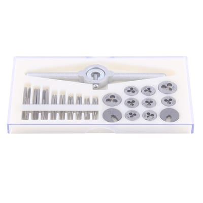 Kit d'outils manuels de taraudage, de filetage et de clé à molette, 30 pièces white