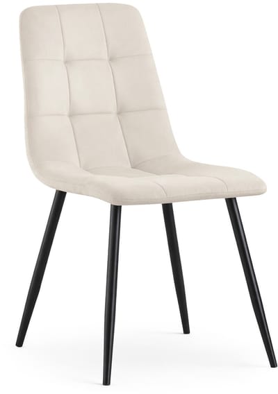 Eetkamerstoel NERO / Gestoffeerde Stoelen / Fluwelen Stoelen en Metalen Poten / Beige met zwarte benen