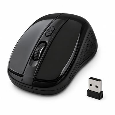 Draadloze Muis 2.4 GHz – Ergonomische Wireless USB Muis met Nano Receiver – 800-1600 DPI – Tot 10 Meter Bereik – Zwart
