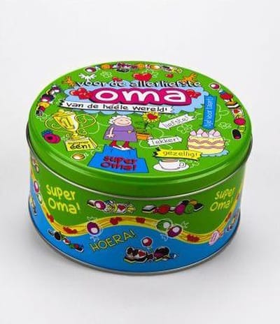 Drop - Snoeptrommel - Oma - Gevuld met Drop - In cadeauverpakking met gekleurd lint