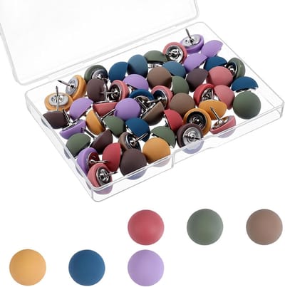 Kleurrijke punaises voor prikborden - 50 stuks ronde spelden in 6 kleuren, ideaal voor kantoor, kinderkamer en decoratie met handige opbergdoos