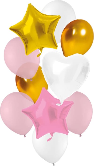 Folat - Ballonnen Set Roze/Goud/Wit - 10 stuks