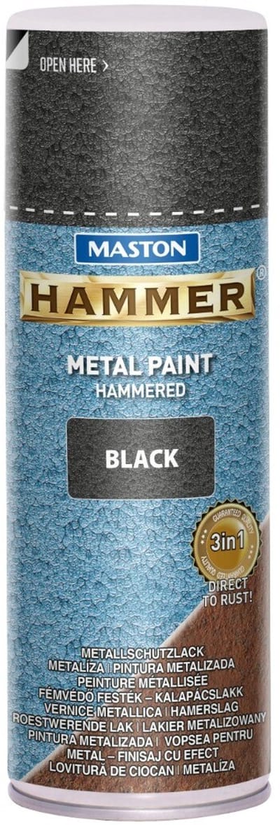 Maston Hammer - metaalverf - zwart - hamerslag - spuitverf - 400 ml - spuitbus verf