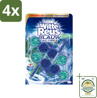 Witte Reus Toiletblok Blauw Actief Eucalyptus 2 stuks per verpakking - Voordeelverpakking - 4 stuks - Blauw water - Kalkaanslag
