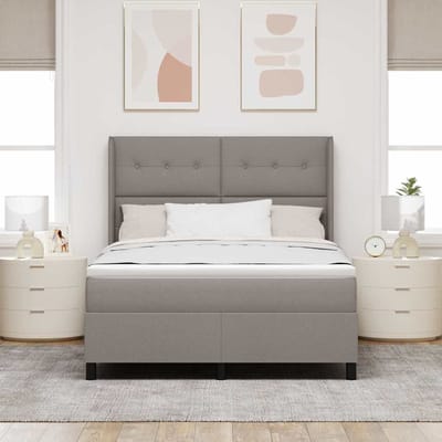 vidaXL - Boxspring - bed - met - kussen - met - hoofdeinde - Taupe - 200 - x - 140 - cm - Stof
