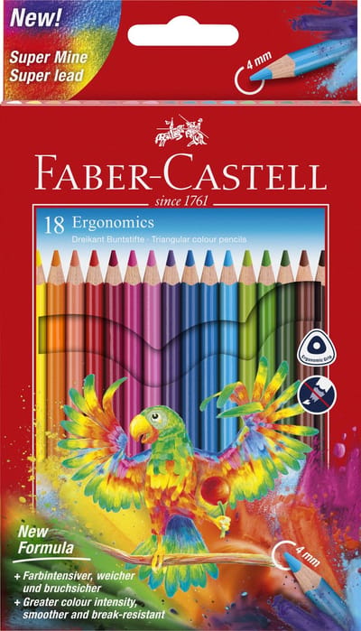 Kleurpotlood Faber Castell Ergonomics driekant kartonnen etui à 18 stuks - FC-116514