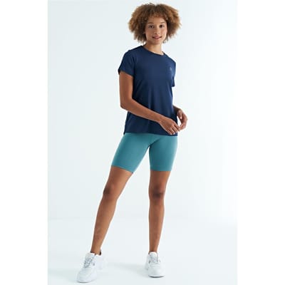 Dames relaxte T-shirt met ronde hals en zijsplitten