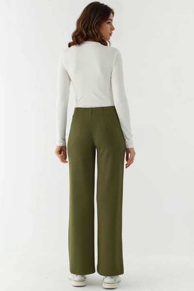 Modal Touch Ribbels Gedetailleerde Wijde Pantalons