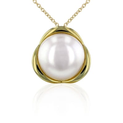 Luna-Pearls - 204.1402 - Hanger - 585/-Geel goud met Zoetwater gekweekte parel en Diamant