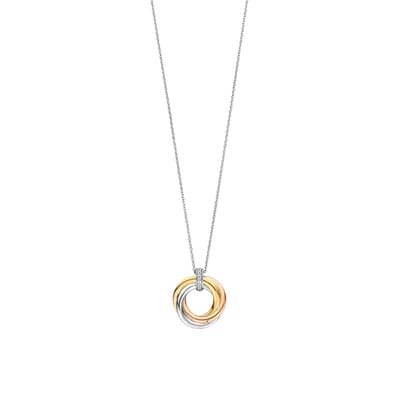 TI SENTO Dames Ketting - 925 zilver - Zilver geel verguld rosé verguld - Maat 42 - 3972ZT