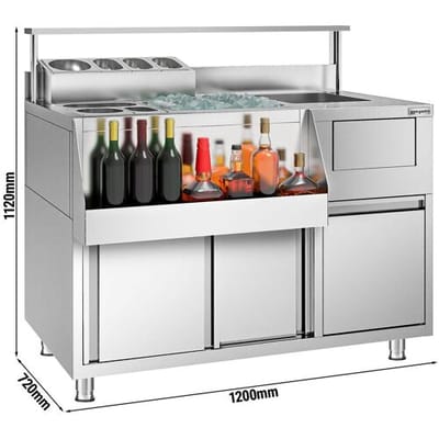 GGM Gastro Cocktail-Zubereitungstisch - Edelstahl - 1200x720mm - mit 2 Schiebetüren