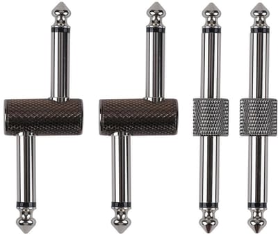 Guitar Pedal Patch Connector, 6.35mm (1/4") Male naar Male Plug Adapter voor Effectpedalen, Set van 4 voor Pedalboard Gebruik