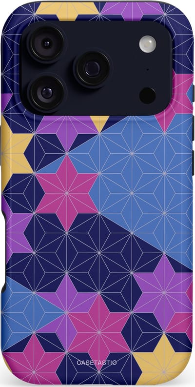 Casetastic hoesje geschikt voor Apple iPhone 17 Pro - MagSafe - Dubbellaagse bescherming - Sterrenlijn - Fashion Case - Donkerblauw Lavendel Beige Roze