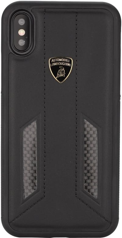 Zwart hoesje van Lamborghini - Backcover - D6 Serie - iPhone Xs Max - Genuine Leather - Echt leer