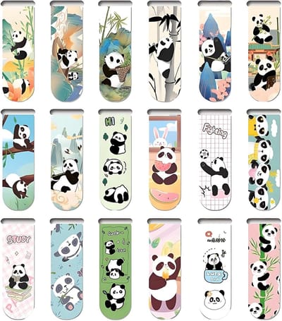 Panda-bladwijzers 18 stuks - magnetisch - gepersonaliseerde bladwijzers - ideaal voor school - ShopVlot