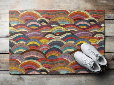 Coloray Deurmat voor binnen - Rood Deurmat Met Print - Kleurrijke Abstractie Inloopmat - Grote Deurmat - Design Deurmat - 60x40 cm