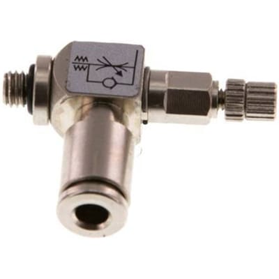 L-stuk Regelventiel 4 mm - M5 Regeling-Uit Messing Kartelschroef