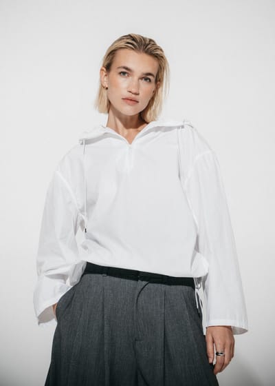 Clio hoodie zipper blouse | White - White / S