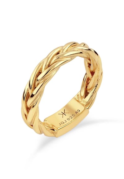 KUZZOI - Ring - Bandring Heren Gevlochten 925 Sterling Zilver -