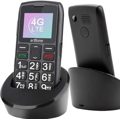 Artfone C1+4G Senioren Telefoon - SOS-Functie - Grote Toetsen Met Kleur - GSM - Oplaadstation - Volledig Nederlands