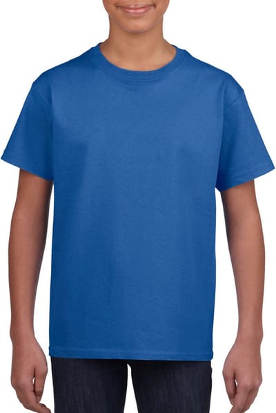Blauw basic t-shirt met ronde hals - kinderen - unisex - katoen - 145 grams - Blauwe shirts / kleding voor jongens en meisjes 104/110